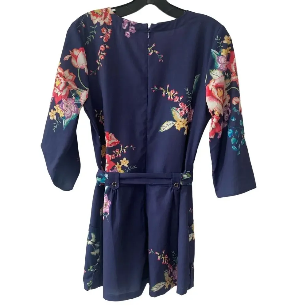 Yumi Kim Blue Floral Print Sweet Romance Liz Romper Women’s Size Small